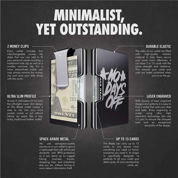 The Blade Minimalist Aluminum Wallet, RFID Blocking Card Holder and Money Clip - Picture 6 of 6